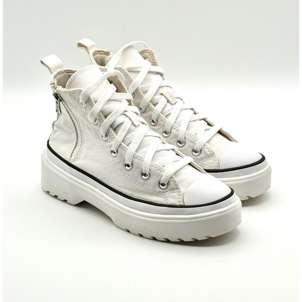 Converse White High Top Zipper Lug Sole Sneaker Unisex Kids US 4 Or Women's 5.5